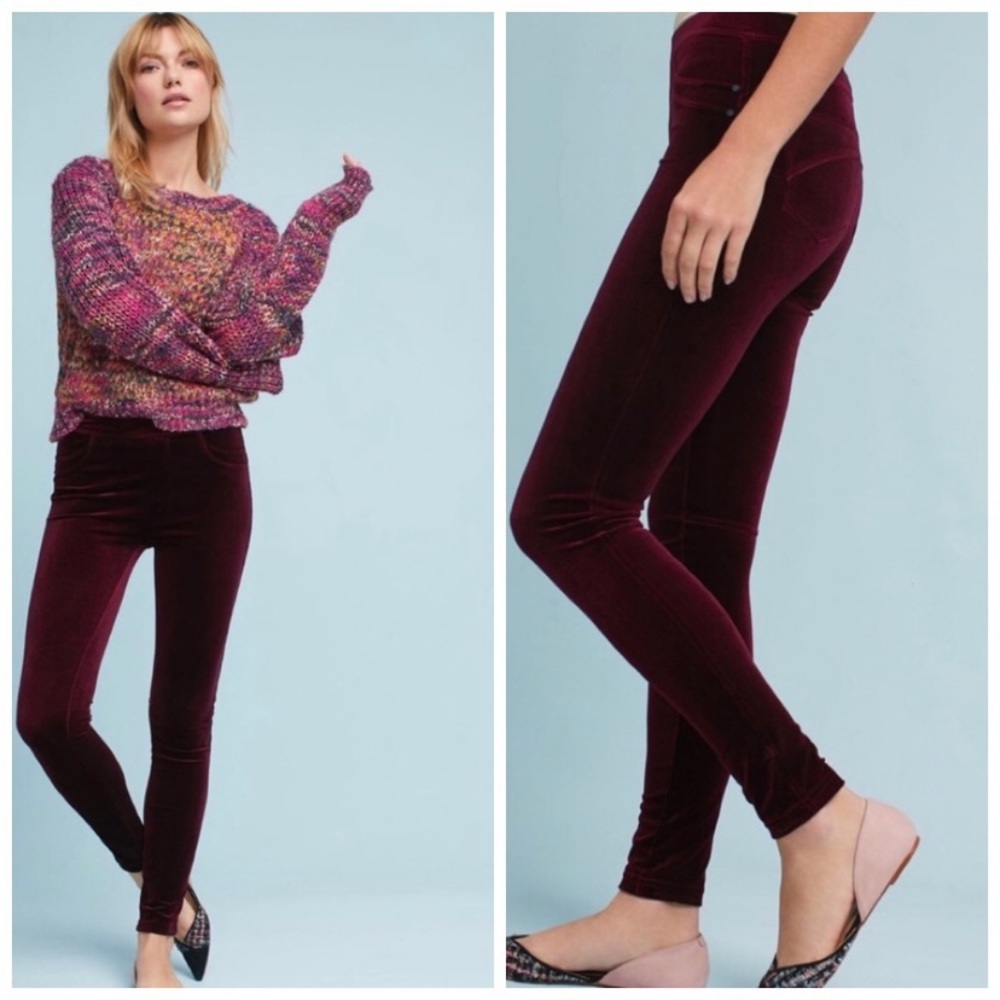 Sanctuary Anthro gilla wine velour leggings small